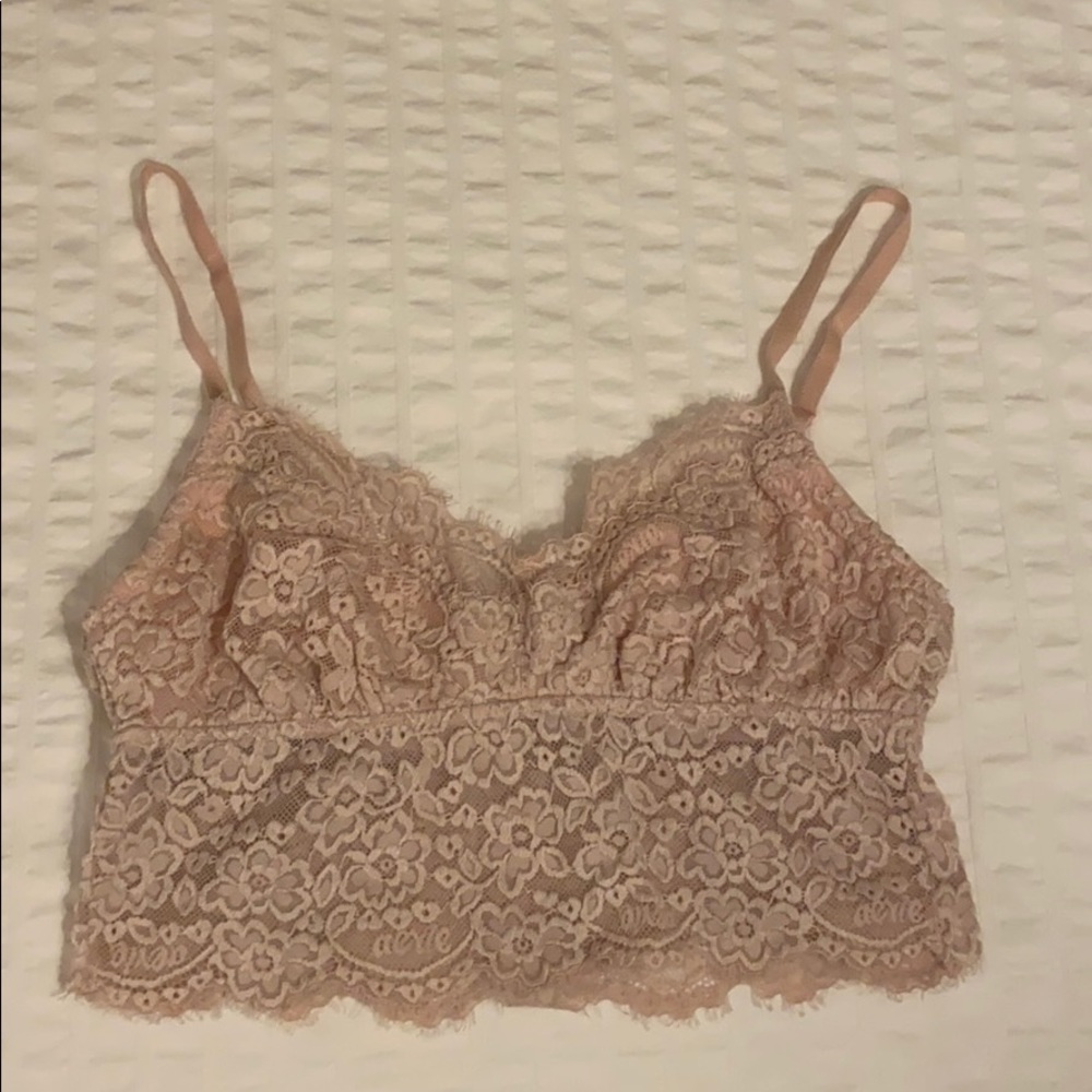 Aerie Pink Bralette Lace Band